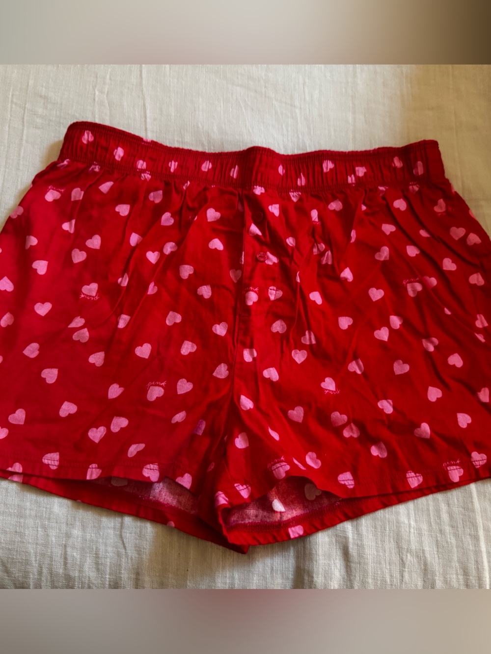 Victoria's Secret PINK Boxers Sleep Shorts Red Hearts XS